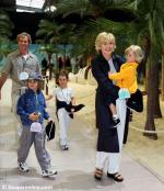ID 3888 DISNEY WONDER (1999/83308grt/IMO 9126819) - British TV celebrity Anthea Turner, her partner (now husband) Grant Bovey and his three daughters Lily, Amelia and Claudia, arrive to board DISNEY WONDER in...